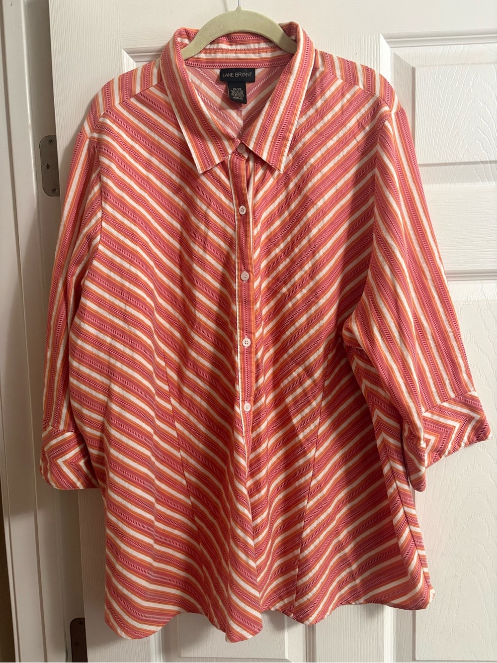 Lane Bryant button up blouse top collared boho bohemian southwestern 26/28